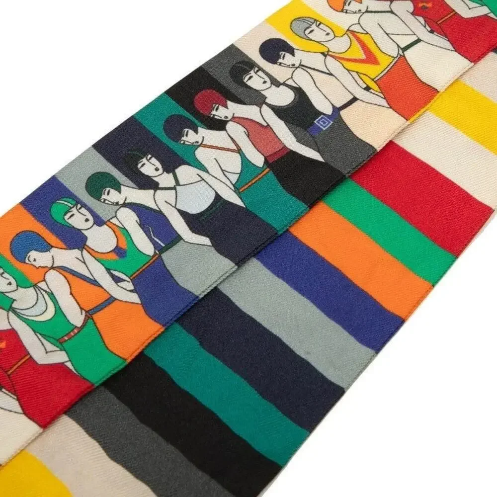 Hermes Twilly Les Baigneuses Silk Scarf Multicolor